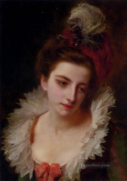  Gustav Works - Portrait Of A Lady With A Feathered Hat lady Gustave Jean Jacquet